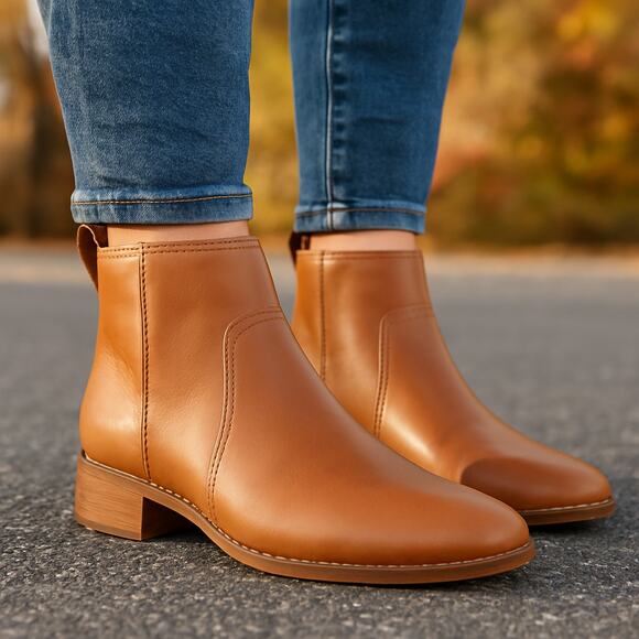 Madewell SZ 10 Camden Leather Ankle Bootie In Brown - Picture 1 of 8